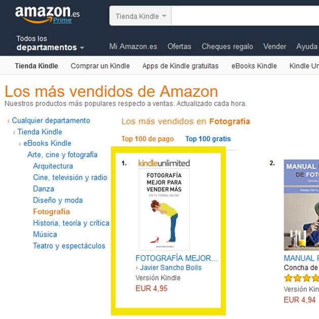 Fotografía mejor para vender mas en tu tienda online eBook más vendido en Amazon portada